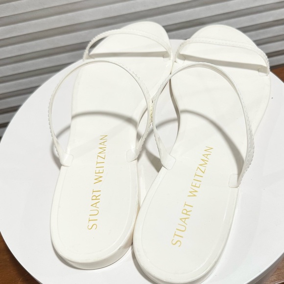 🌹STUART WEITZMAN 🌹 Sawyer Rubber White Sandals Size: 12 - Picture 6 of 10